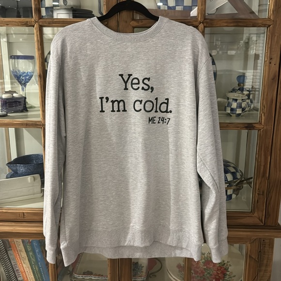NWOT Yes I’m Cold Me 24:7 sweatshirt sweater - Picture 2 of 2